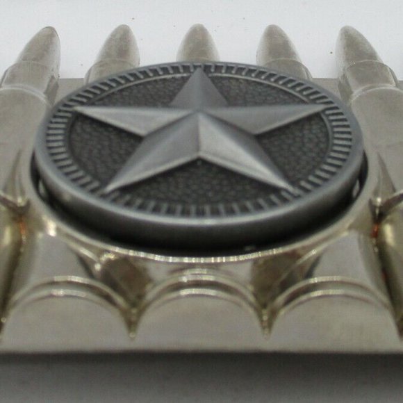Silver Seven Bullet Spinning Star Belt Buckle - Picture 7 of 7